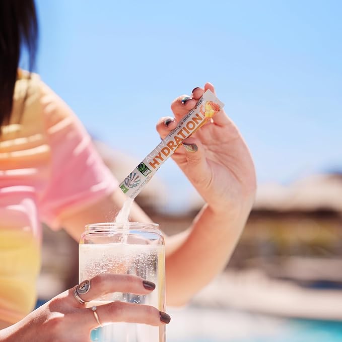 Sunwarrior Hydration Powder Electrolyte Packets Powder B12 Elderberry | Juicy Pineapple Flavored 18 Stick Packs 126g Pouch | Vegan and Plant-Based Sugar Free