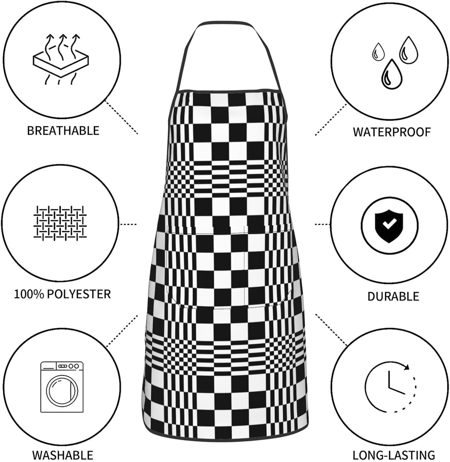 Women Men Bib Aprons Chef Cooking Aprons with Pockets for Kitchen Cooking BBQ Baking Grilling