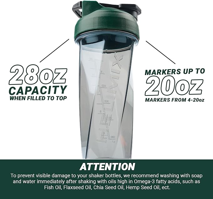 HELIMIX 2.0 Vortex Blender Shaker Bottle Holds upto 28oz | No Blending Ball or Whisk | USA Made | Portable Pre Workout Whey Protein Drink Shaker Cup | Mixes Cocktails Smoothies Shakes | Top Rack Safe