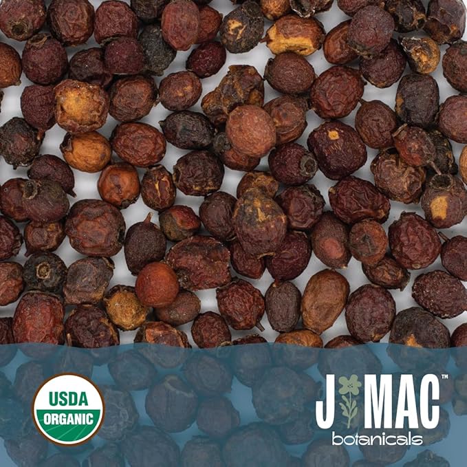 J Mac Botanicals, Organic Dried Hawthorn Berries Whole (16 oz) Hawthorn berry from Eastern Europe, certified Organic hawthorn berry tea, Hawthorne berries bulk resealable bag, Dried Hawthorn berries