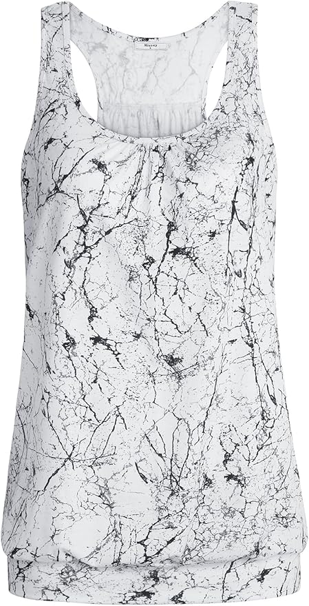 Miusey Womens Sleeveless Round Neck Loose Fit Racerback Yoga Tank Top