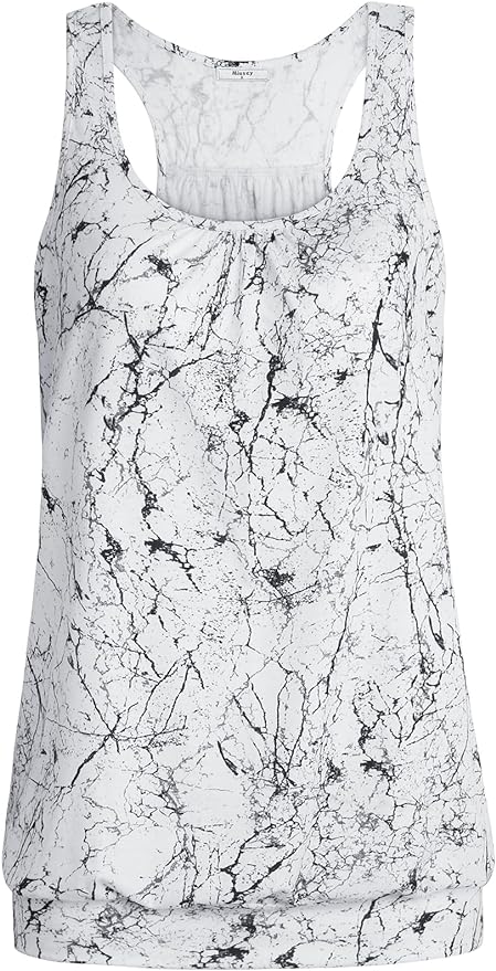 Miusey Womens Sleeveless Round Neck Loose Fit Racerback Yoga Tank Top