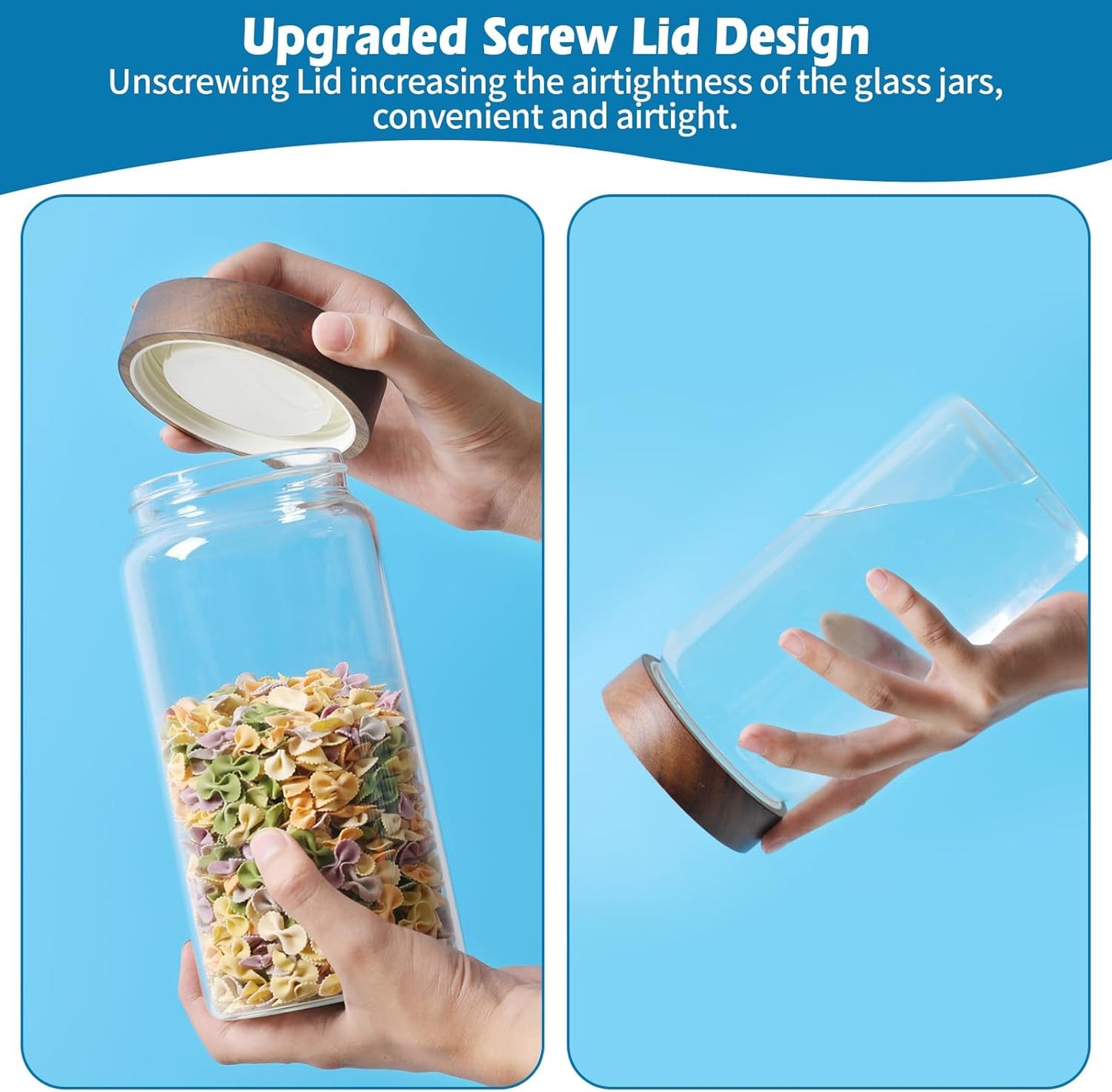 Glass Jar with Screw Top Lid 37oz Borosilicate Glass Spice Jars Seasoning Containers Kitchen Glass Food Storage Canisters for Pantry Liquid Tea Bath Salts Fermenting