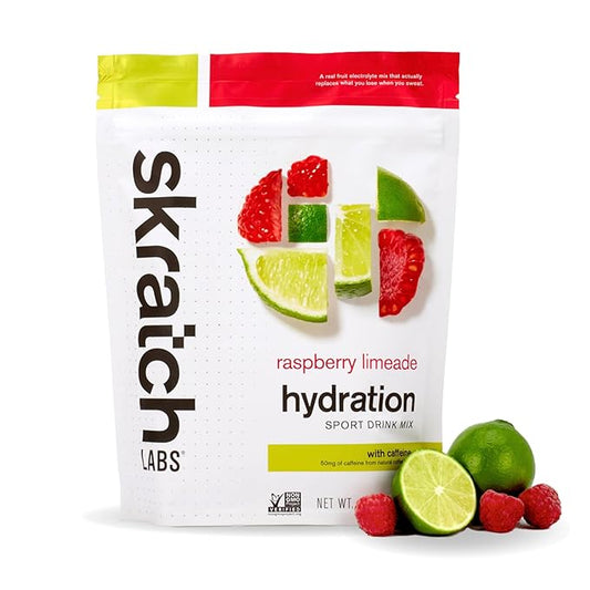 Skratch Labs Hydration Powder | Sport Drink Mix | Electrolytes Powder for Exercise, Endurance, and Performance | Raspberry Limeade with Caffeine | 20 Servings | Non-GMO, Vegan, Kosher
