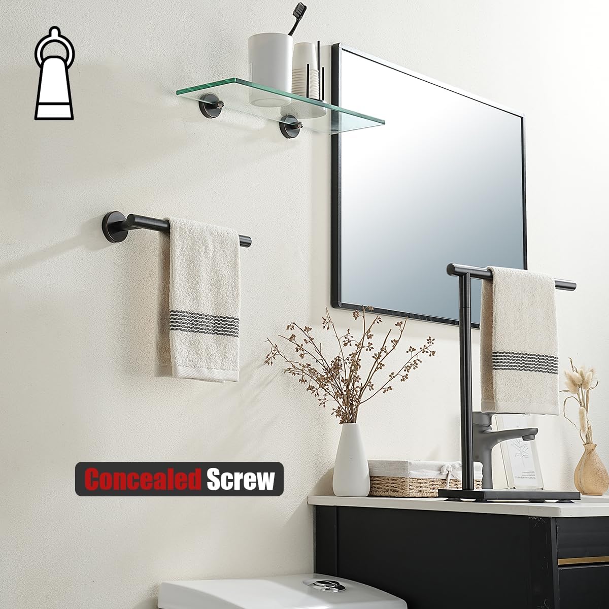 JQK Hand Towel Holder Towel Ring Oil Rubbed Bronze, 10 Inch Thicken 0.8mm 304 Stainless Steel Bathroom Hand Towel Bar, 9 Inch Useable Length Wall Mount Towel Rack Hanger, ORB, THH110L9-ORB