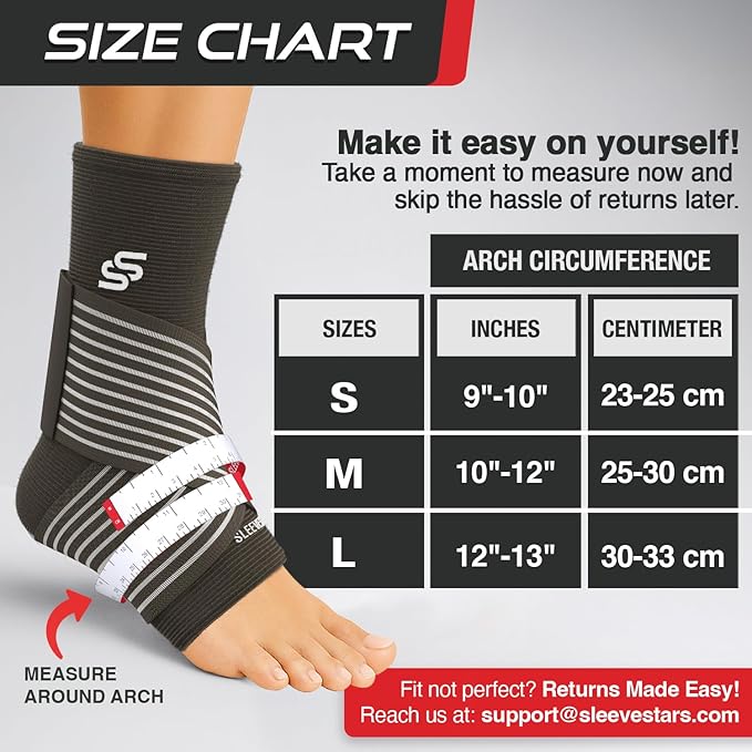 Sleeve Stars Ankle Brace for Women & Men, Ankle Wrap for Sprain, Compression Sleeve for Plantar Fasciitis Relief, Easy Customizable Support: w/ Removable Strap (Pair/M:10"-12"/Dark Brown)