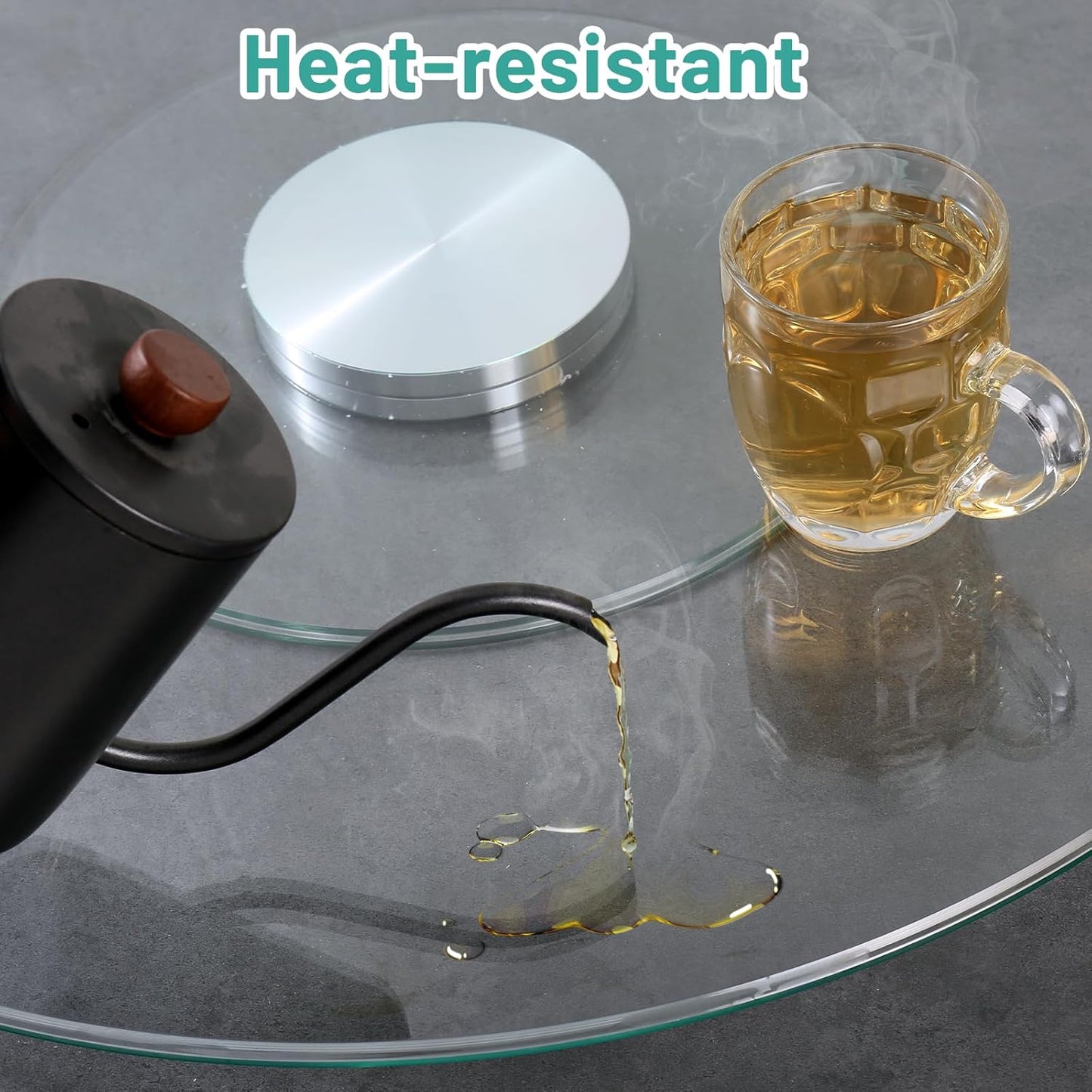 36-Inch Lazy Susan Turntable for Dining Table, Tempered Glass, 360° Rotation, Anti-Tip Design, Perfect for Parties, Weddings, and Family Dinners (36 inch)