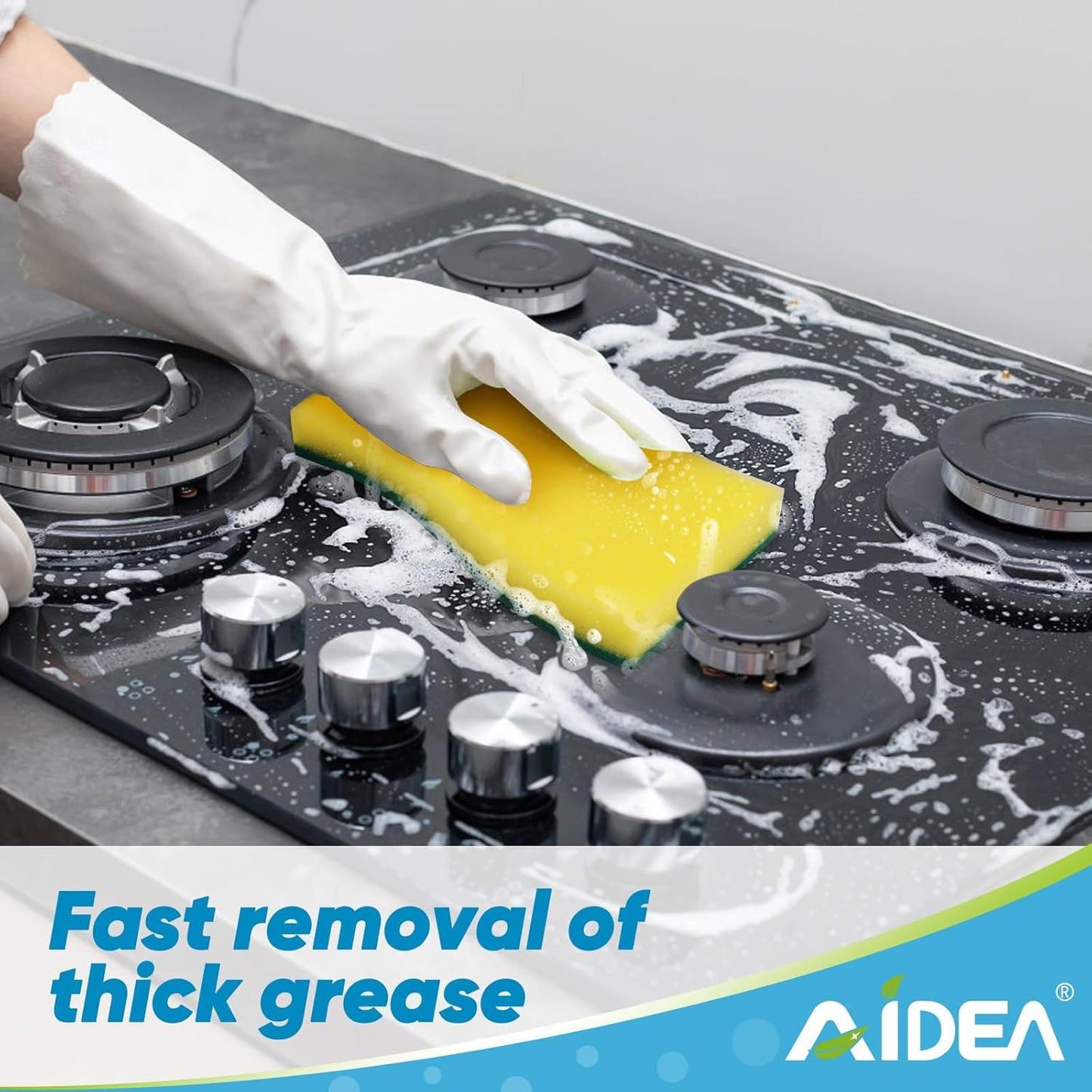 AIDEA Sponges Kitchen, XL Heavy Duty Dish Sponge, Cleaning Dish Scrubber Sponge for Home and Kitchen, Extra Large Cleaning Supplies for Pots, Pans, 12 Pack