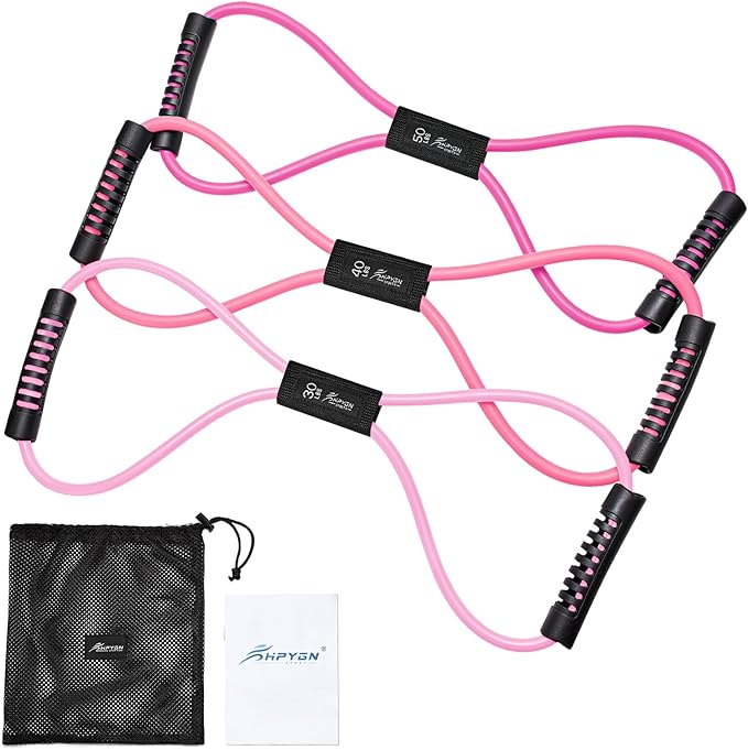 HPYGN Resistance Bands, Figure 8 Exercise Bands for Women Men, 8 Shaped Resistance Bands for Arms, Chest Expander, Yoga Gym Fitness Pulling Rope 8 Word Elastic for Exercise Muscle Training Tubing