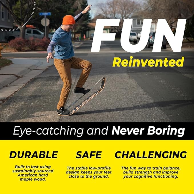 GIBBON SlackBoard - GiBoard Balance Board Kids & Adults - Slackline Balance Trainer - Slack Board Core Workout Equipment Home Gym Training - Standing Desk Exercise - Yoga, Agility, Pilates & More