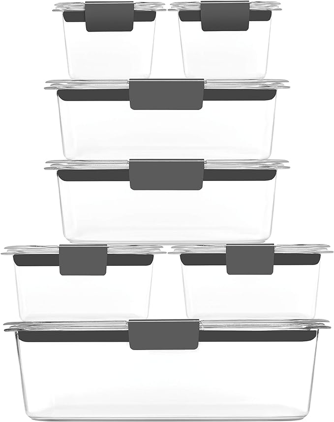 Rubbermaid Brilliance Food Storage Containers, 14 Piece Plastic Containers with Lids, BPA-Free, Leak Proof, Clear