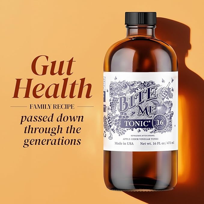 Bite Me Apple Cider Vinegar Tonic with Manuka Honey, Hydromeric, Ginger, Lime, Lemon Juice, Cayenne Pepper & Bioperine for Gut Health & Digestion
