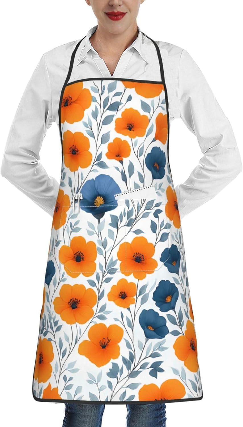 Women Men Bib Aprons Chef Cooking Aprons with Pockets for Kitchen Cooking BBQ Baking Grilling