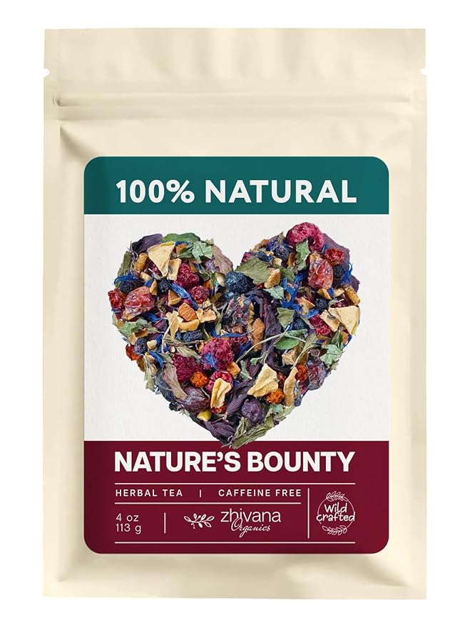 Loose Leaf Tea No Caffeine with Raspberry, Cornflower, Rosehip & Hibiscus (4oz.) – Fruit Tea Summer Herbal Infusion with Wild Berries