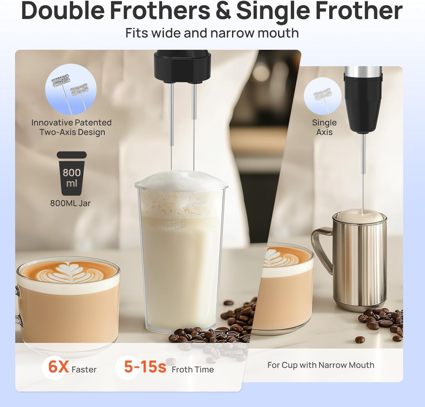 Consciot 10-in-1 Immersion Blender Handheld Max 1100W with Entire Stainless Steel Blender Shaft, Trigger Speed Control, 800ml Beaker, 600ml Chopper, Beaters, Frothers, Hooks, Masher, Whisk & 600ml Cup