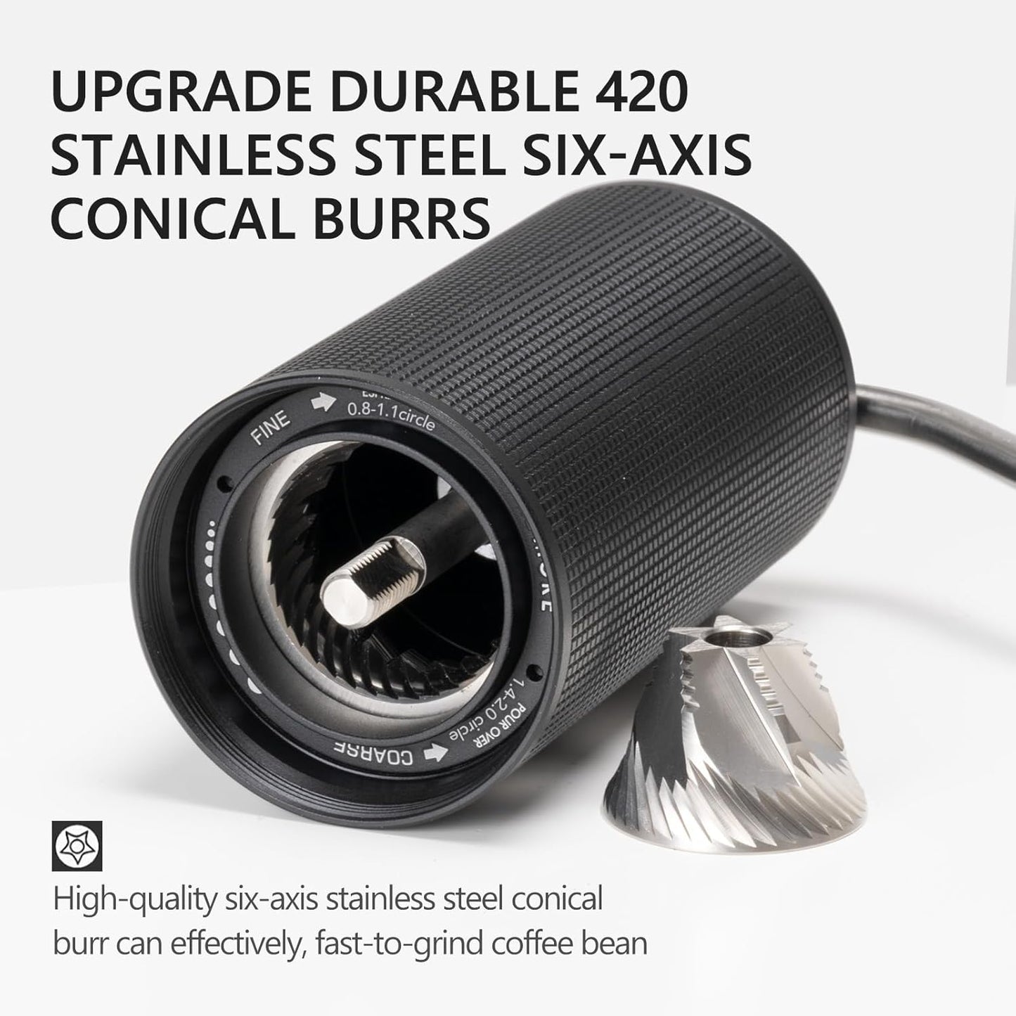 TIMEMORE Manual Coffee Grinder with Stainless Steel Espresso Coffee Bean Grinder Chestnut C3 ESP Internal Adjustable Setting, Double Bearing Positioning Black