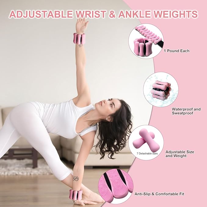 Pilates Ring Set 11 PCS, Magic Circle Yoga Ring, Pilates Ball, Adjustable Ankle Wrist Weights, Resistance Bands, Tape Measure, Pilates Kit Equipment Accessories for Women Home Workouts Yoga