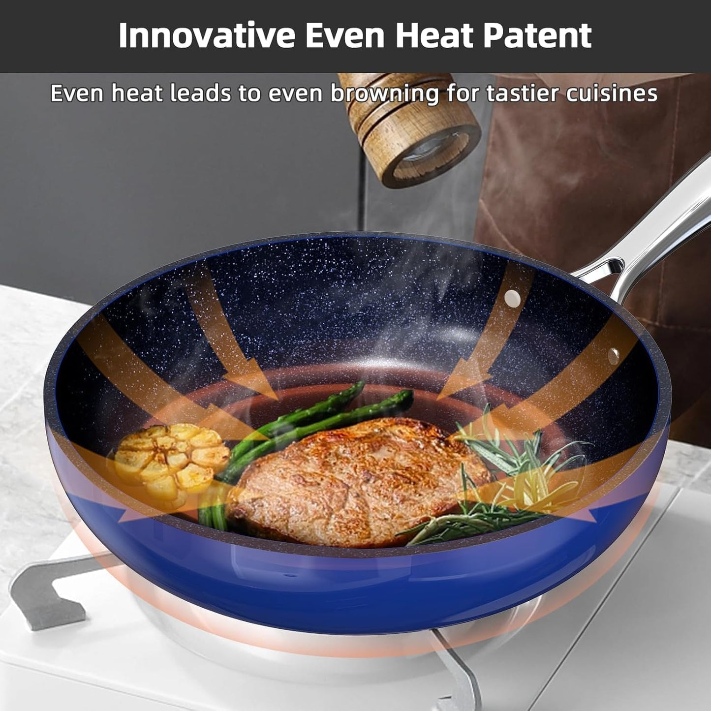 Nuwave Lux 13pc Forged Lightweight Cookware Set PFAS Free, Healthy G10 Duralon Ceramic Coating, Ultra Non-Stick, Stay-Cool Handles, Works on All Cooktops & Induction Ready