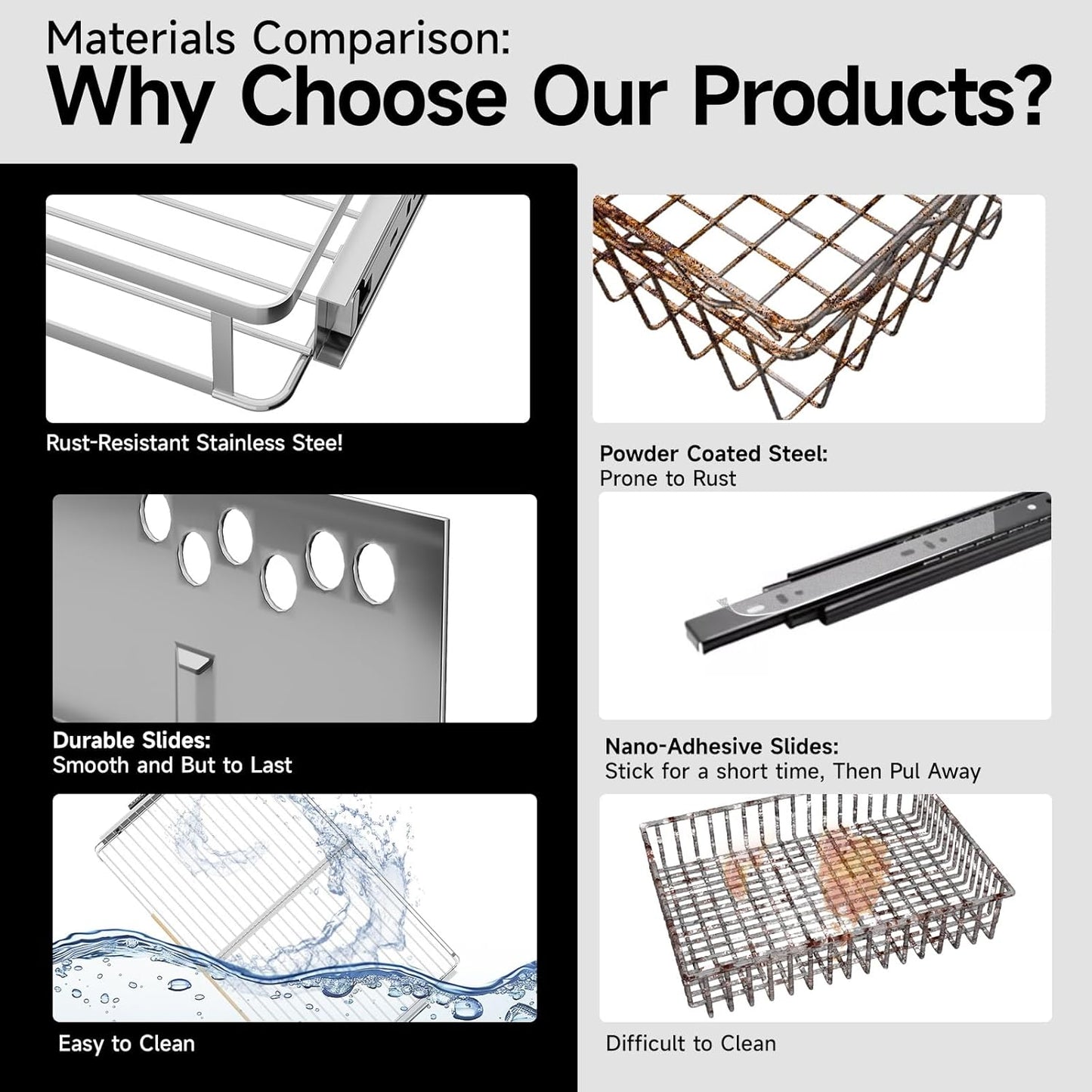 2Pack Expandable Pull Out Cabinet Organizer, Slide Out Drawers for Kitchen Cabinets, Heavy Duty Drawer Slides for Home Kitchen Pantry Cupboard Pots Pans, Adjustable Width 12.3"~18.5" W x 22.5''D