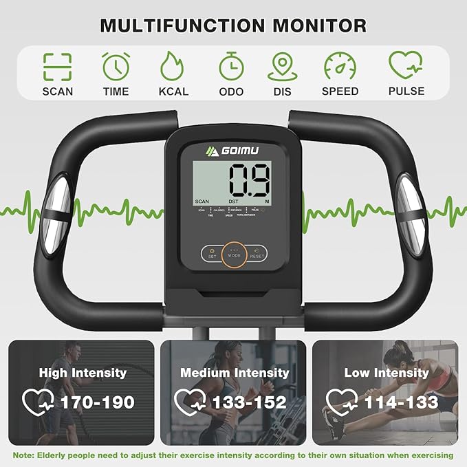 Exercise Bike, 5 in 1 Foldable Stationary Bike for Seniors, 16-Level Adjustable Magentic Resistance, Indoor Recumbent Bike with 330LB Capacity, Comfortable Seat Backrest