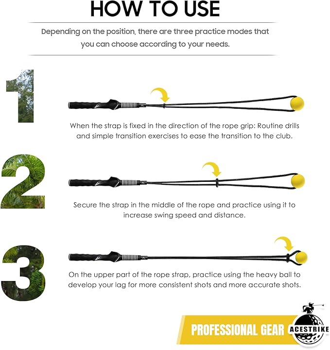 Golf Rope Swing Trainer, Golf Tyro Posture Corrector Professional Golf Training Aid, Master Tempo Golf Warm-Up Practice Equipment with Weighted Ball for Golfers of All Levels