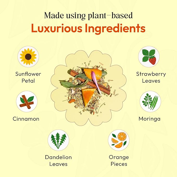 Moringa and Dandelion Tea – With Orange, Cinnamon, Strawberry, and Safflower Petals – Gluten-Free, Vegan, Kosher – Caffeine-Free, Healthy Energy Drink – Herbal Blend for Focus & Wellness (25 Tea Bags)