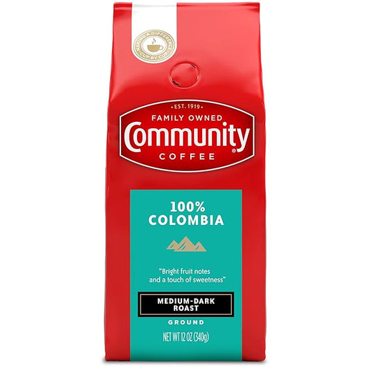Community Coffee 100% Colombia, Medium Dark Roast Ground Coffee, 12 Ounce (Pack of 1)
