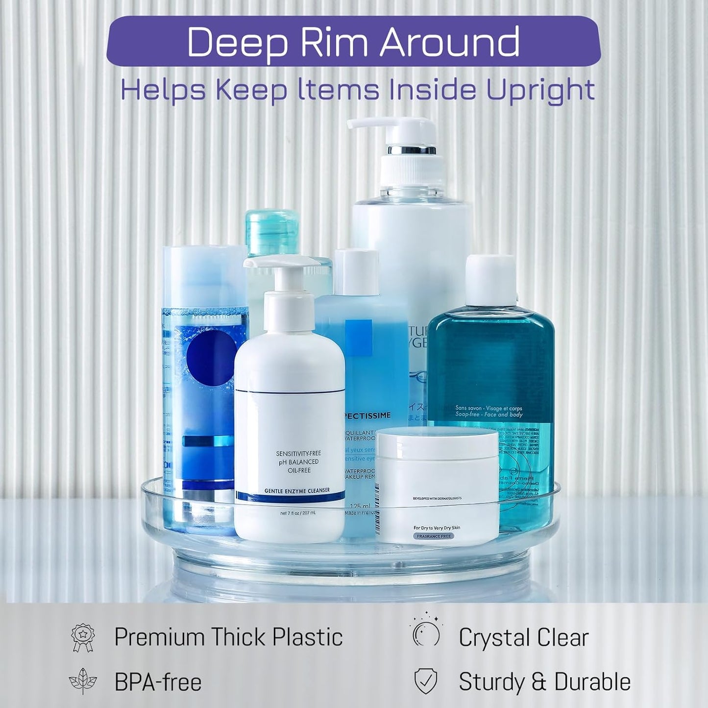 4 Pack, 10 Inch Clear Non-Skid Lazy Susan Organizers - Turntable Rack for Kitchen Cabinet, Pantry Organization and Storage, Fridge, Bathroom Closet, Vanity Countertop Makeup Organizing, Spice Rack