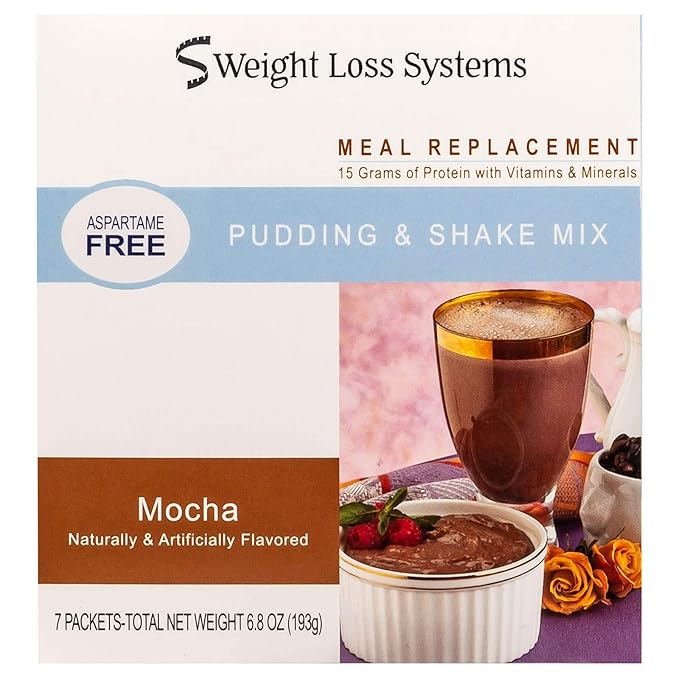 Mocha Aspartame Free Pudding/Shake Mix, 15g Protein, Low Calorie, Low Carb, Low Fat, 7 Serving Box