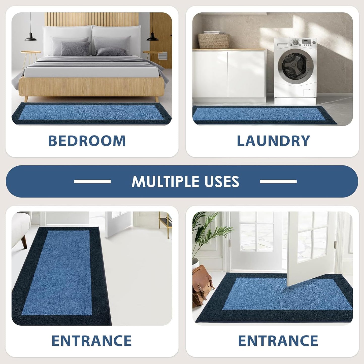 Machine Washable Kitchen Rug 32" x 70", Non Slip Indoor Door Rug, Absorbent Entrance Runner Rug for Bedroom, Hallway, Bathroom, Floor (Roll Packing)