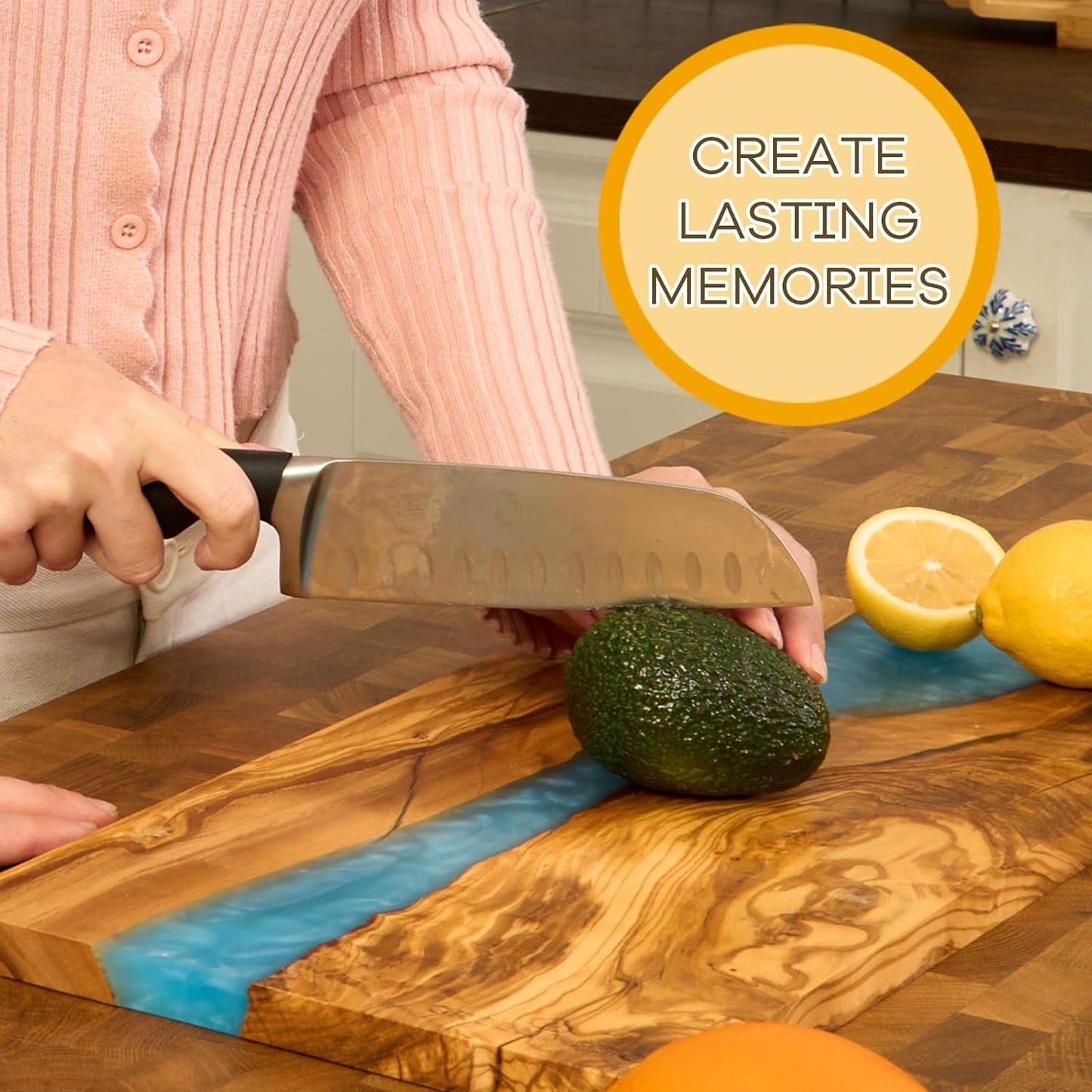 Italian Olive Wood luxury Cheese board with Resin, Charcuterie board, Chopping and Cutting Board for Meat Vegetable & Fruit, Wooden Epoxy Serving Board (White)