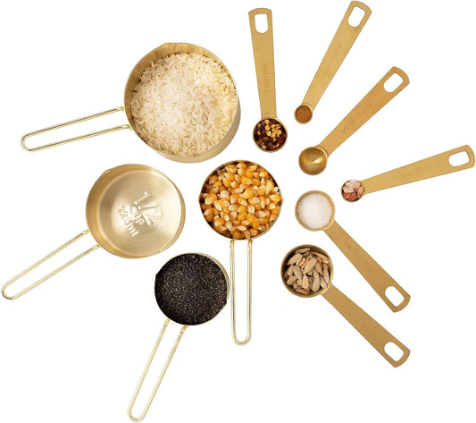Gold Measuring Cups & Measuring Spoons 10-Piece Set (4 Cups; 6 Spoons)