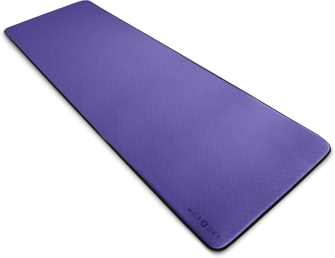 MICRODRY Deluxe Fitness Exercise Yoga Mat for Home & Gym, Extra Thick for High Impact Training, Multi Layered Skid Resistant Surface, Odor Neutralizing with Carrying Strap