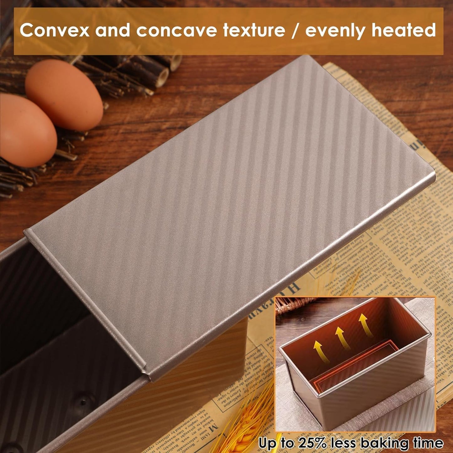 2pack Pullman Bread Pans with Lid, 1LB Capacity Bread Loaf Pan, Non-Stick, Easy Release Sandwich Bread Loaf Pan for Baking Homemade Bread