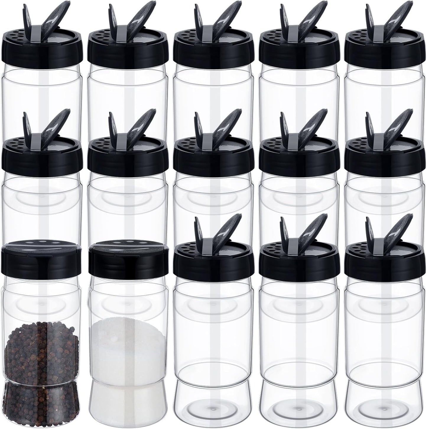 30 Pack 10.1 oz Plastic Spice Jars with Shaker Lids Clear Seasoning Containers Bottles for Kitchen Storing Spice Herbs Seasoning Powders