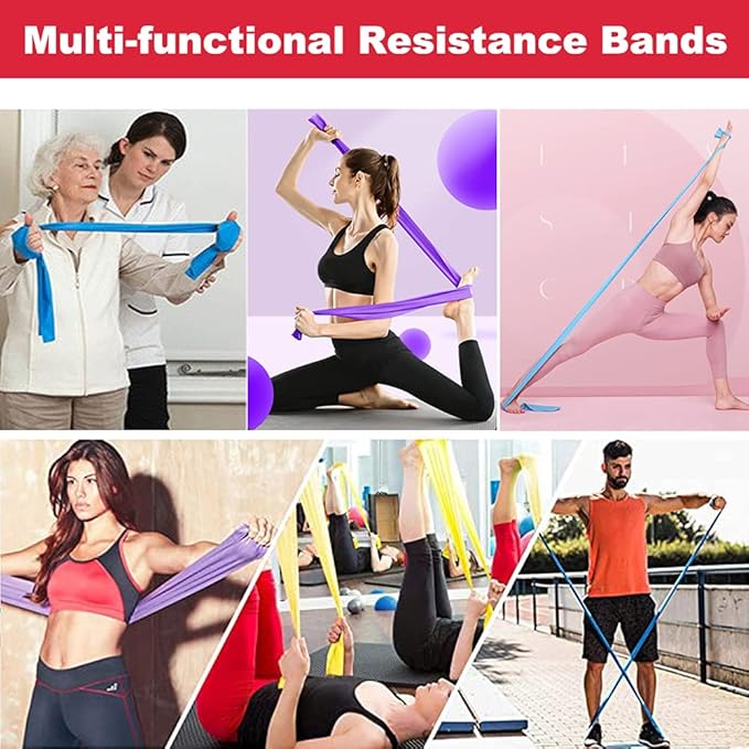 Resistance Bands, Elastic Exercise Bands for Working Out, Physical Therapy, Recovery, Yoga, Pilates, Strength Training