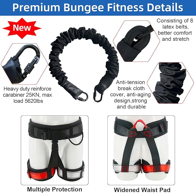 PRIOR FITNESS Bungee Fitness Equipment Set Casual Latex Cord Resistance Bands Dance Rope Exercise at Home Gym Suspension Trainer Professional Training Equipment