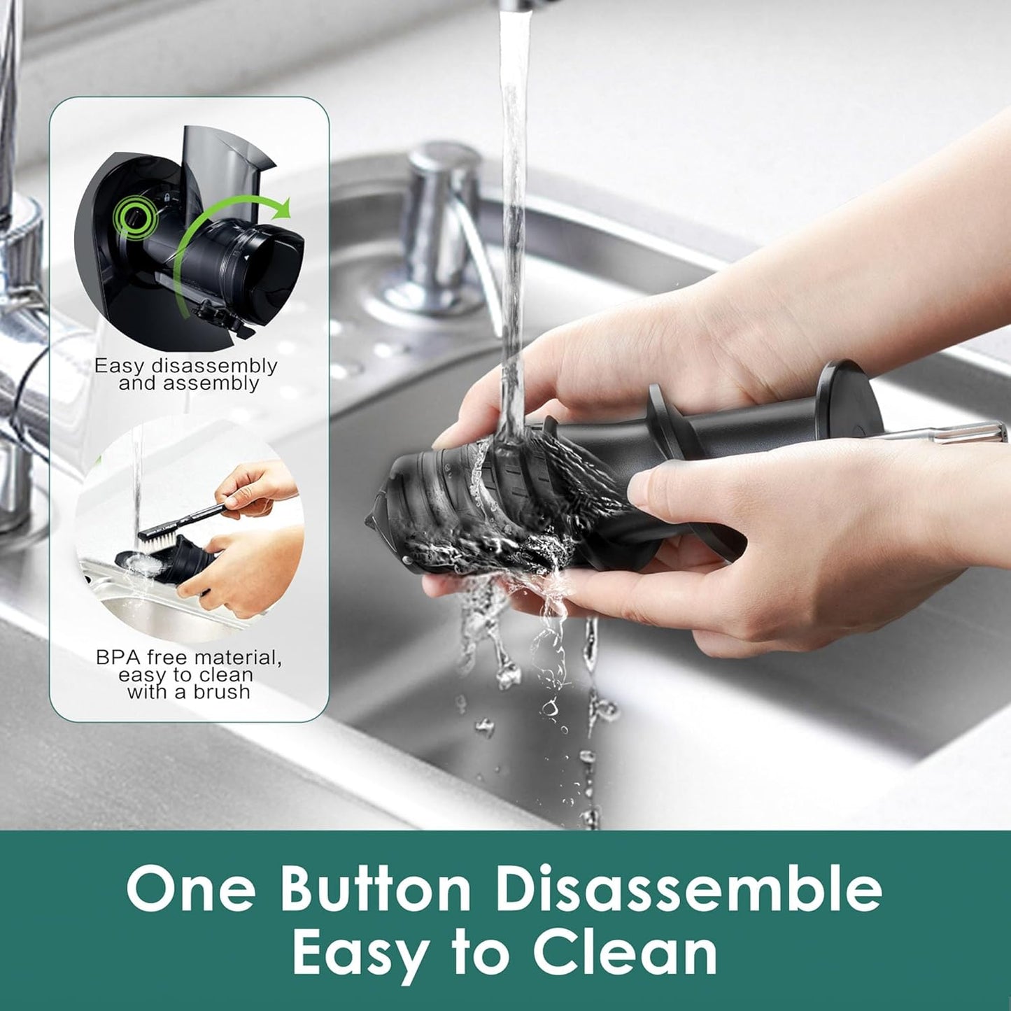 Cold Press Juicer,Juicer Machines Vegetable and Fruit with 3'' Feeding Chute, Masticating Slow Juicer Extractor, Easy to Clean,2 Speed, BPA-Free, 200W (Cool Grey)