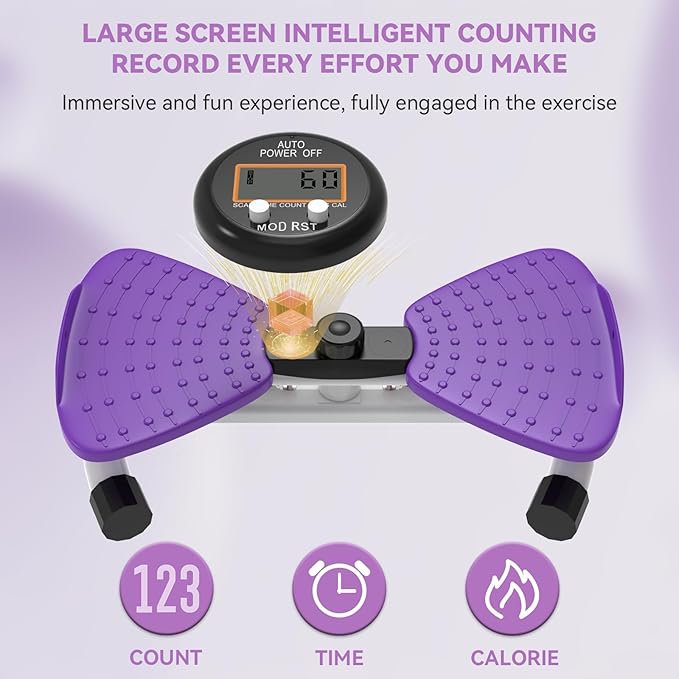 renZEC Waist Twister Machine, Adjustable Exercise Twist Board for Women Men, Noiseless Ab Twister for Home Gym Equipment, 330 lbs Capacity | Track Time, Reps, Calories with Digital Display
