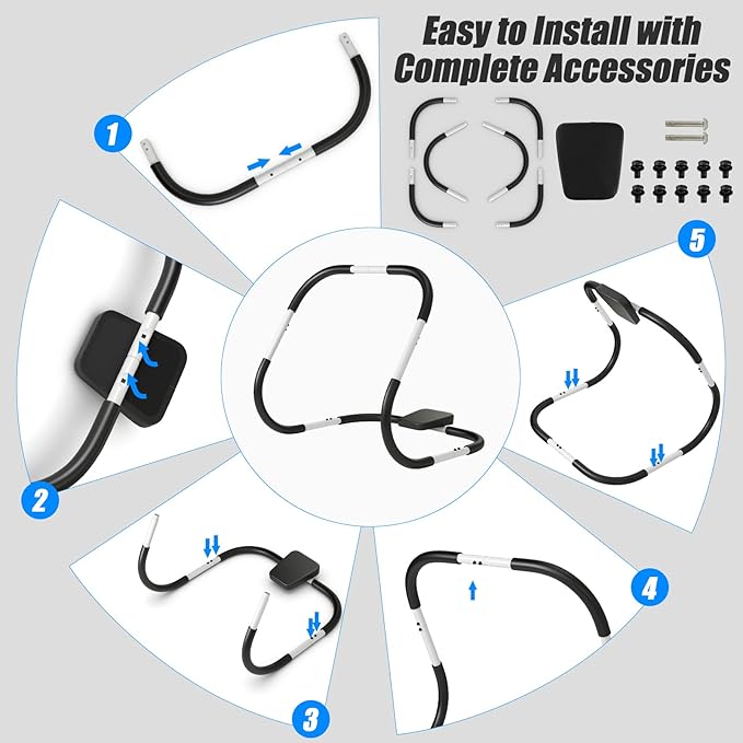 GYMAX Ab Cruncher, Abdominal Trainer Sit up Assistant Roller with Padded Headrest, Fitness Exercise Training Machine for Core Muscle, Home Gym Portable Ab Mat Trainer (White)