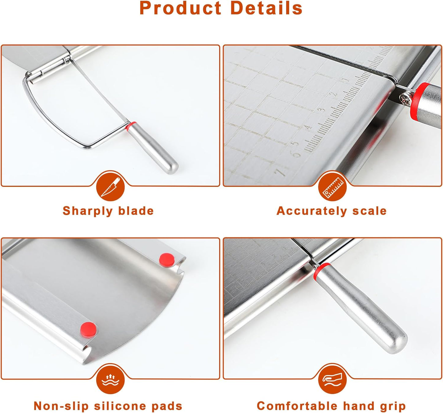 Cheese Slicer with 2 PCS Cheese Knife, Multipurpose Cheese Cutter Stainless Steel Cheese Slicers for Block Cheese with 2 PCS Cheese Knives Set