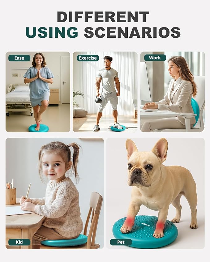 Trideer Wobble Cushion with Inflation Pump - Wiggle Seat for Sensory Kids(Multiple Colors), Balance Disc (Extra Thick)