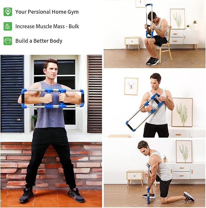 Push Down Bar Machine - Chest Expander at Home Workout Equipment, Arm Exerciser - Portable Spring Resistance Exercise Gym Kit for Home, Travel or Outdoors