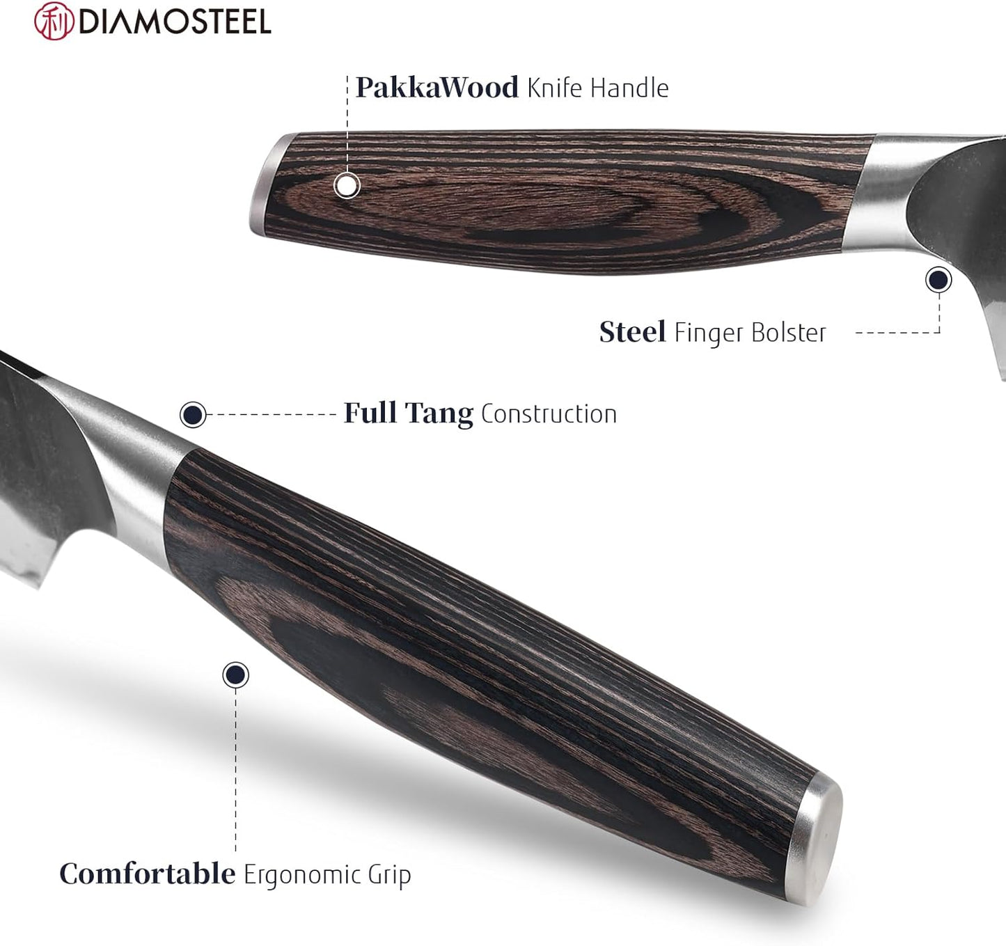 Chef Knife - 8-Inch Professional Kitchen Knife - Hammered Black Oxide Blade Japanese 9CR18MOV High Carbon Stainless Steel Sharp Gyuto Knife - Ergonomic Pakkawood Handle with Present Box