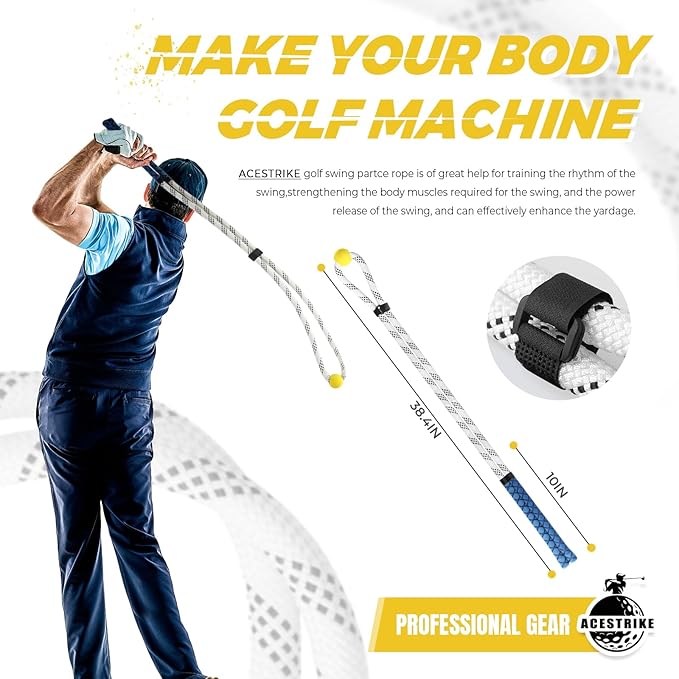 Golf Rope Swing Trainer, Golf Tyro Posture Corrector Professional Golf Training Aid, Master Tempo Golf Warm-Up Practice Equipment with Weighted Ball for Golfers of All Levels