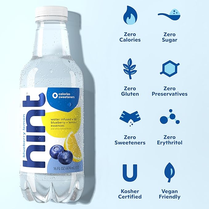 Hint Fruit-Infused Bottled Water, 4-Flavor White Variety Pack - Sugar Free Flavored Water with Zero Calories, Naturally Flavored, and No Artificial Sweeteners - 16 Fl Oz (Pack of 12)