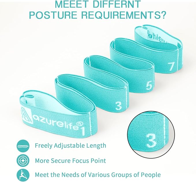 Premium Durable Stretch Straps with Loops, Stretching Strap for Physical Therapy, Multi-Loop Yoga Strap Fitness Exercise Strap for Yoga, Pilates, Dance, Flexibility&Exercise