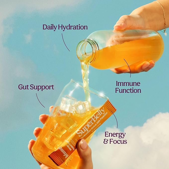 Blume SuperBelly Gut Health and On-The-Go Hydration Packets, Sugar-Free, with Prebiotics, Probiotics, Apple Cider Vinegar, Vitamin C, and Electrolytes, Mango Passion Fruit, 15 Sticks