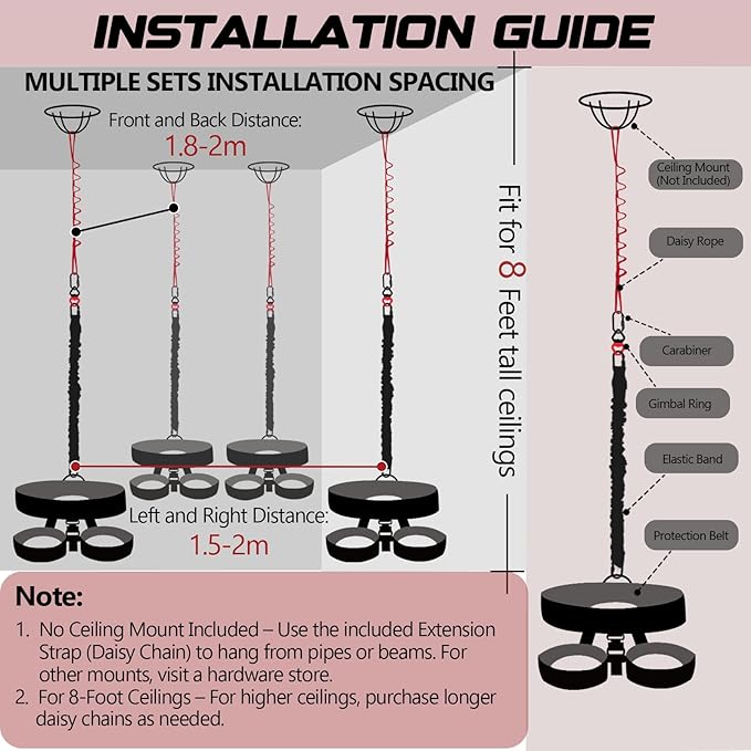 Heavy Duty Bungee Fitness Set – Professional 4D Bungee Resistance Band for Home Gym, Yoga & Air Dance – Adjustable Harness with 360° Rotational Device,Includes Workout Guide