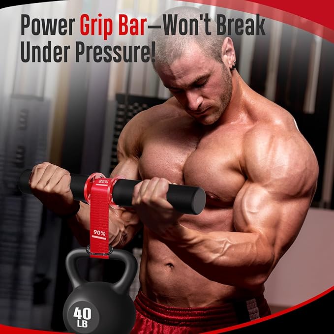 FitBeast Forearm Strengthener & Wrist Roller Forearm Exerciser - Adjustable Forearm Strength Trainer with Thickened Anti-Slip Grip Handles, Ideal for Boosting Grip Strength & Muscle Building